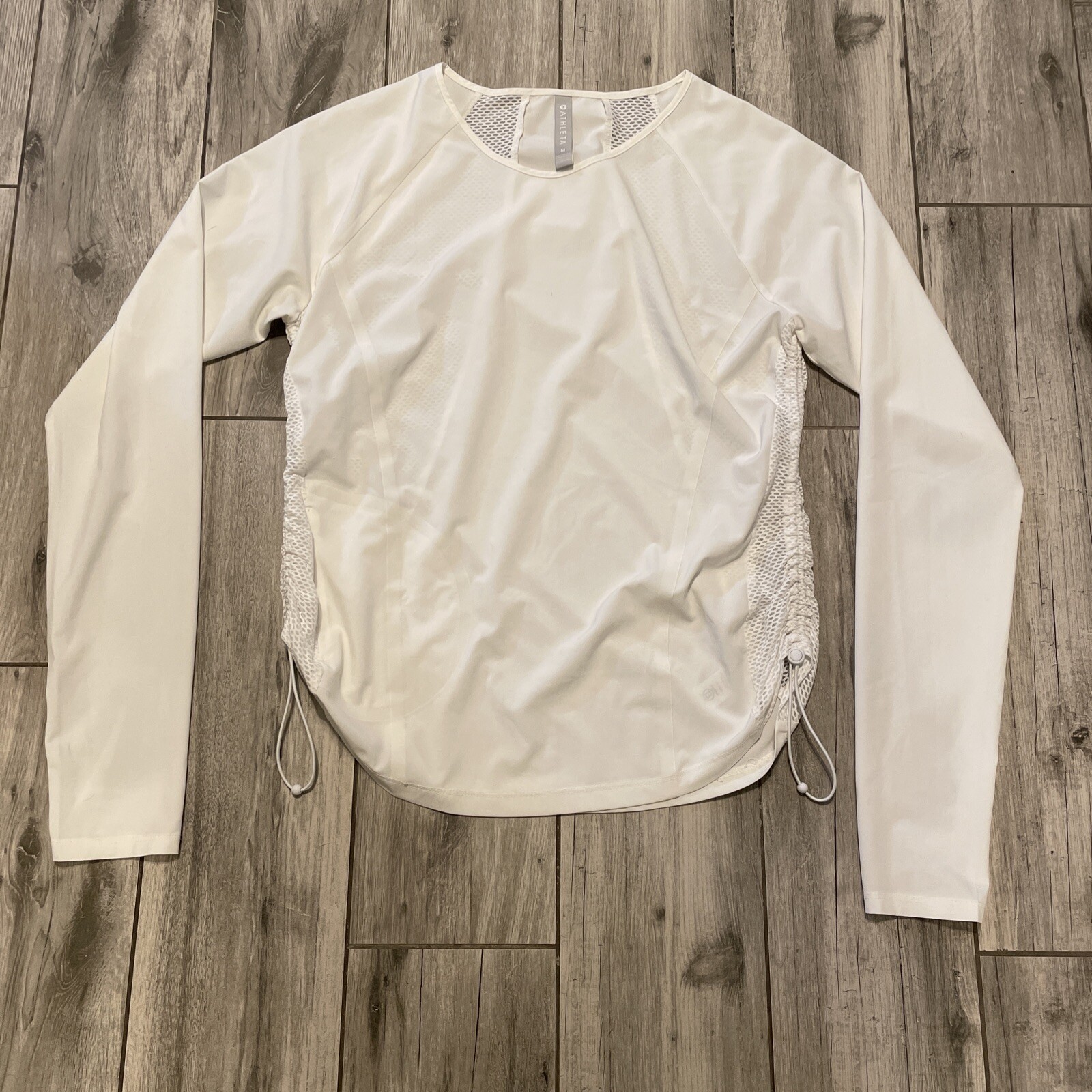 Athleta White Fishnet Panel  Back Flexlight Long … - image 1