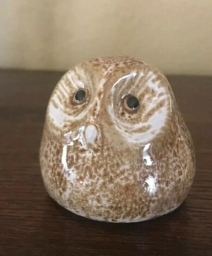 Pigeon Forge Pottery Brown Speckled Owl Artist D. Ferguson Signed Vintage