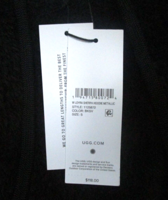 【*】 UGG Women's Loyra Sherpa Hoodie Metallic Black/Silver - Size Small
