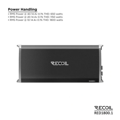 Recoil Audio RED1800.1 3,600 Watts Class-D Strappable Car Audio Mono-block - Picture 3 of 6