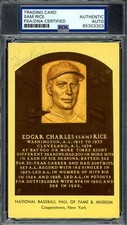Sam Rice PSA DNA Coa Signed Gold Hall of Fame Plaque Autographed