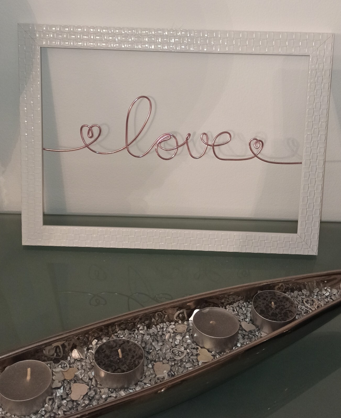 Cadre moderne Love en fil de fer cadeau de mariage original fait main