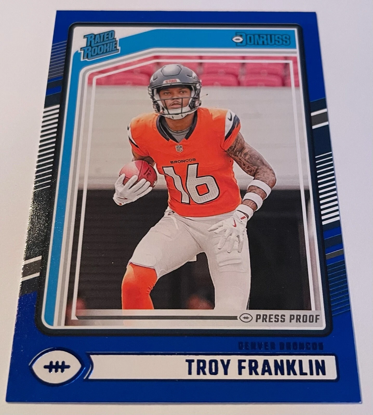 2024 Panini Donruss - Rated Rookie Troy Franklin #338 Optic Preview Blue...
