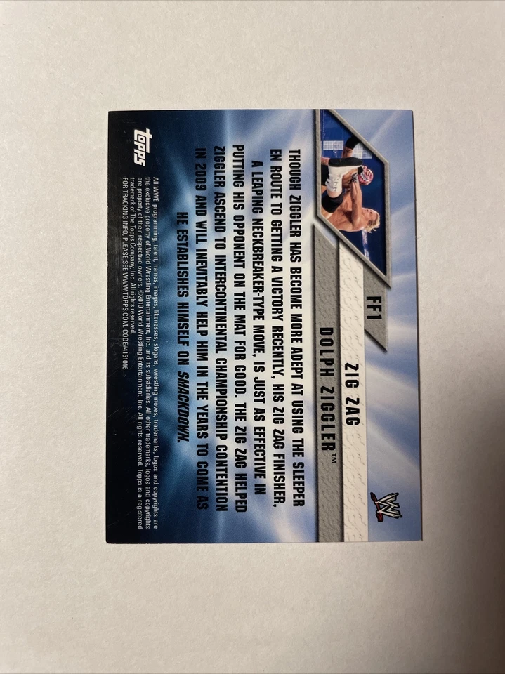 2010 Topps WWE Favorite Finishers Dolph Ziggler #FF1 - Image 2 of 2