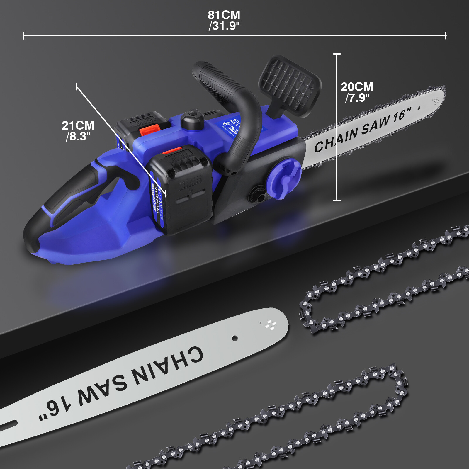 Brushless Electric Chainsaw One Handed Cordless Chainsaw+Battery Small