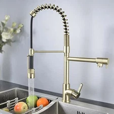 SHAMANDA Commercial Pre-Rinse Kitchen Faucet, High Arc Kitchen Sink Faucet Gold