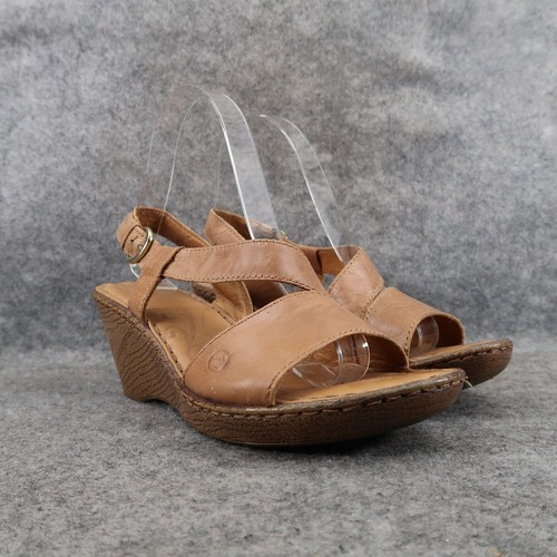 Born Shoes Womens 7 Wedge Sandals Slingback Leather Classic Going Out Boho  Brown | eBay