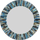Zorigs - Handcrafted Blue and Black Mosaic Mirror, 24" Round Wall Mirror