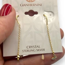 NWT GIANI BERNINI Cubic Zirconia Butterfly Threader Earrings 18K Gold Sterling