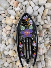 Hand Painted Hair Clip - Purple Flower Scene