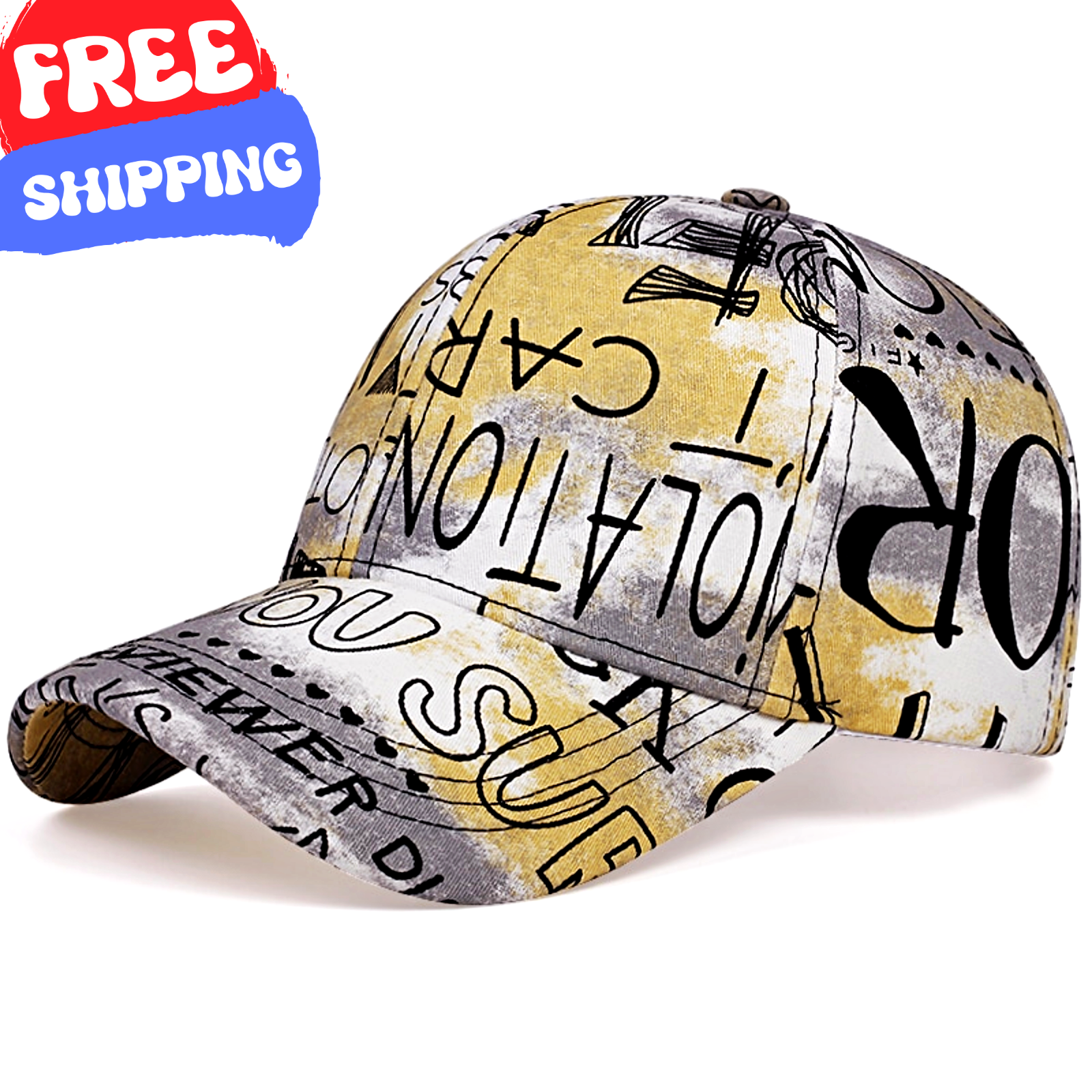 BASEBALL CAP Casual Fashion Outdoor Sun Hat Adjustable Unisex Letters Yellow