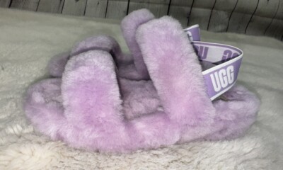 UGG Womens' Fluff Oh Yea Lilac Purple Sheepskin Fur Slippers Slides Shoes Size 7