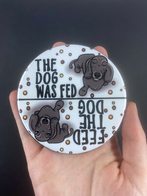 Black Dachshund Feed the Dog Reminder Magnet Wiener Dog Kitchen Decor