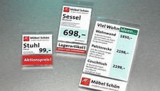 Zwei-Schildfach Preish&uuml;llen Sichth&uuml;llen Preistaschen, PVC Steckh&uuml;llen, 100 St&uuml;ck