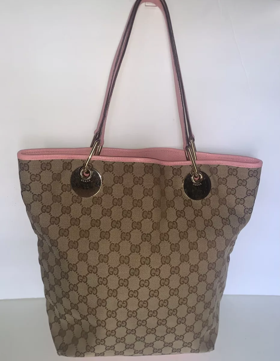 Gucci Beige/Pink GG Canvas and Leather Mini Eclipse Tote Gucci