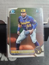 Branlyn Jaraba Chrome 1st 2022 Bowman Card# BCP-15 Milwaukee Brewers 