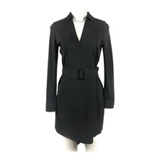 Lauren Ralph Lauren Wrap Dress Sz P/P Long Sleeve Black V Neck Career Cocktail