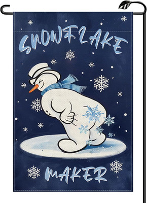 Winter Snowman Snowflake Maker Garden Flag 12X18 Inch Vertical Double Sided Funn