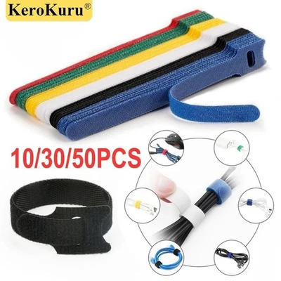 100xReusable Ties Velcros Hook and Loop Fastener Tape Nylon Cable Ties Straps..