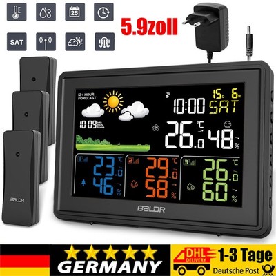 Wireless Wetterstation Funkwetterstation Digital Thermometer Wettervohersage Uhr