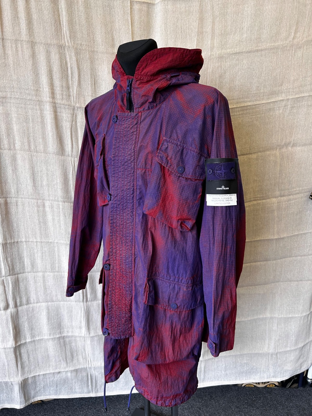 Stone Island Red Prototype Series 04 Manual Flocking Nylon Metal Grid OVD 23/100