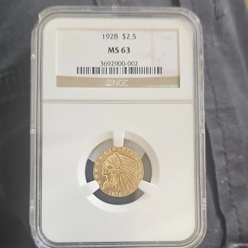 1928 $2.50 Indian Head Gold Quarter Eagle NGC MS 63 Certified Coin