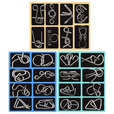 Metal Wire Puzzle Set of 24 with Pouch,Brain Teaser IQ Test Disentanglem