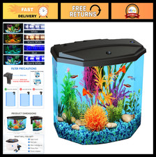 3-Gallon Aquarium Starter Kit with LED Lighting Filtration for Tropical Fish,