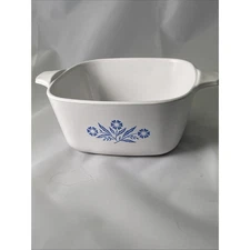 Vintage Corning Ware Baking Dish White Blue Cornflower Square P-43-B 2 3/4 Cup