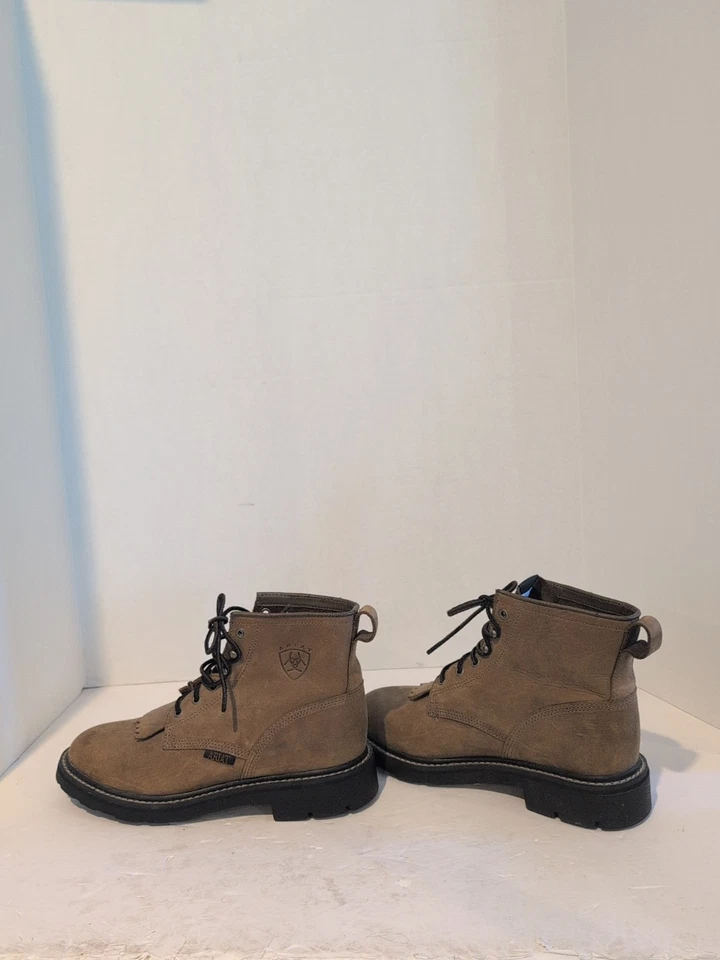Ariat style # 31028 Lace Up Soft Toe Work Brown Leather Boots Kiltie Size 8.5 B - Image 4 of 4