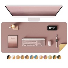 DoubleSided Desk Pad, 35.4"x17" Leather Desk Mat, Eco Cork Desk Pad Protector...