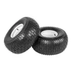 Two 20x10.00-8 20x10-8 20x10x8 Lawn Mower Tires & Rims LRB 4 Lug White Wheel