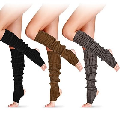  Long Leg Warmers for Women 24 Inch over The One Size 3 Black, Dark Gray, Khaki