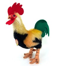 Steiff Rooster 1960s Mohair Plush ID Button Chest Tag 17cm 7in Chicken Vintage