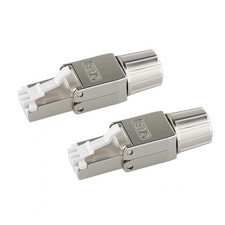 2 PCS RJ45 Cat8 Tool Free Connector Zinc Alloy Shielded Ethernet Plug 22 AWG
