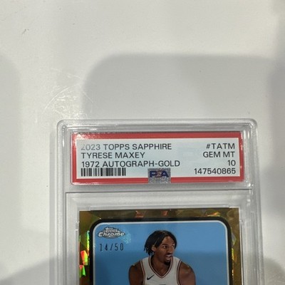 Tyrese Maxey 2023-24 Topps Chrome Sapphire Gold Autograph /50