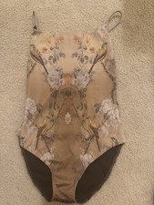 Maldire Ballet Leotard New Flower Printed Yellow Khaki Size 0