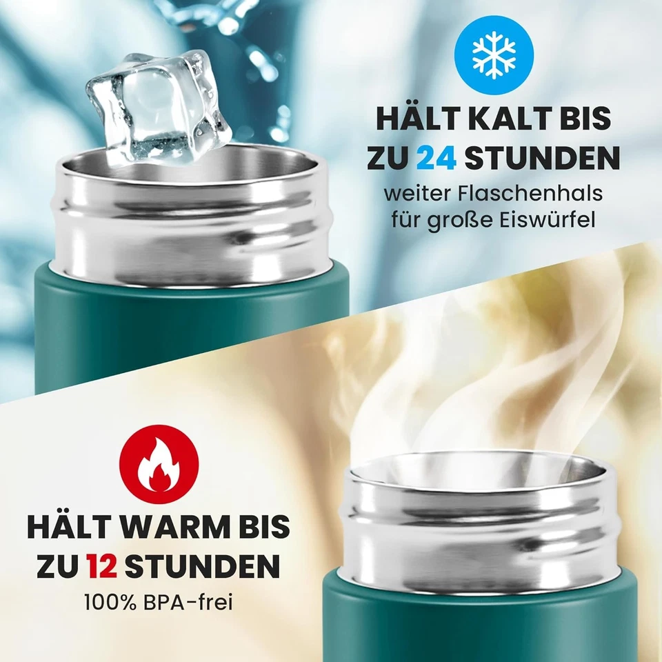 Thermosflasche + Tee/Früchte Sieb-INFUSER grün - Bild 4 von 4