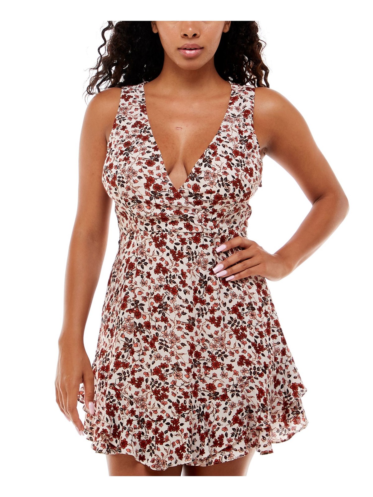 B DARLIN Womens Fit + Flare Mini Dress Ivory Sleeveless Juniors 3\4