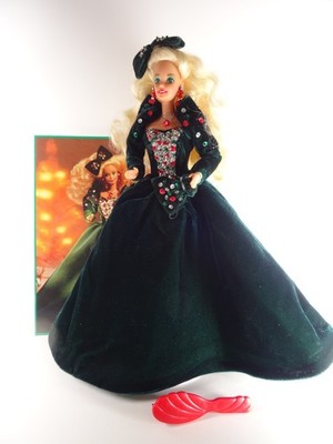 Vintage Barbie Collector Doll Happy Holiday 1991 grünes Samtkleid rar (22176) 