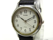 SEIKO Seiko Y121-K990 ALBA ALBA leather ALBA Water Resistant Watch Siler-tone x