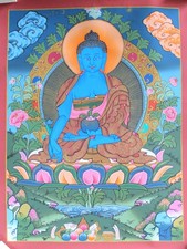 Medicine Buddha Thangka – Original Handgemalt, Nepal, 35×50 cm
