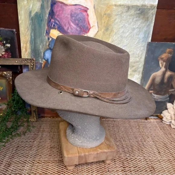 Leather Fedora/Trilby Vintage Hats for Men 7 1/8 Size for sale | eBay