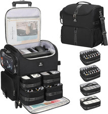 Rolling Tattoo Travel Case with 4 Inner Removable Pouches, Black