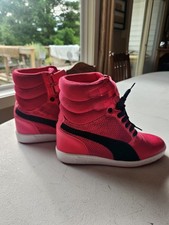 Zapatos de cuña Puma Sky para mujer 5,5 rosa negro gamuza cuero doble correa