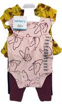 0-3M-4pcs-2 Outfits-Carter's-Baby-Girl-Short Sleeve/Bodysuit  Pants-Set-NWT