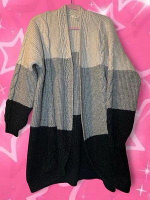 Terra & Sky Chunky Color Block Cable Know Cardigan Sweater Size 2X New Unworn