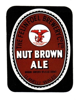 Wales - Vintage Beer Label - Felinfoel Brewery, Llanelli - Nut Brown Ale