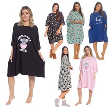 Women's Oversized Sleep T-Shirt Boyfriend Fit Baggy Nightie Lounge Dress