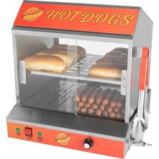 Hot Dog Machine 34.5L Hot Dog Steamer with Bun Warmer 1200W 175 Hotdogs 40 Buns